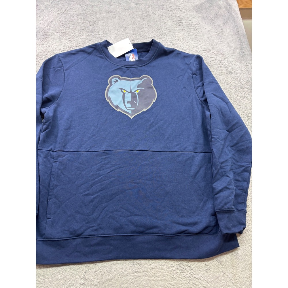 NBA Memphis Grizzlies Mens XL Navy Blue Crewneck Sweatshirt Graphic Pockets NEW